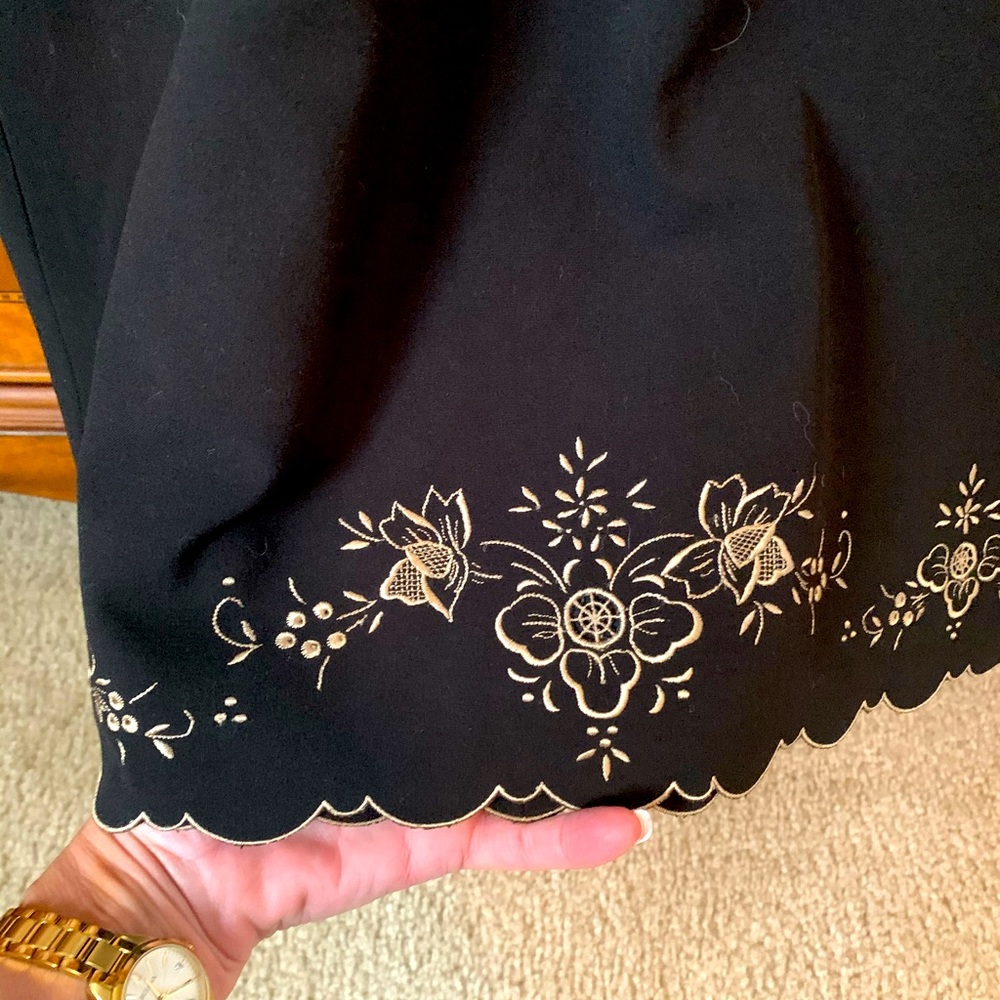 Ann Taylor Black Dress With Decorative Stitching.